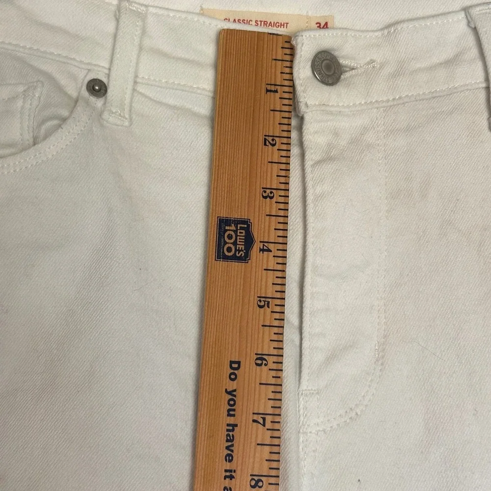 Levis Classic Straight Jeans Mens 34x30 Off White Cream Denim Pants 39250-0049